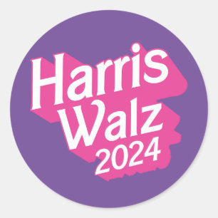 Adesivo Redondo Harris Walz 2024 rosa