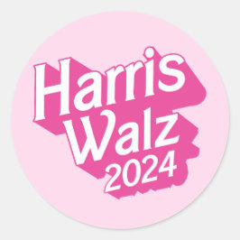 Adesivo Redondo Harris Walz 2024 rosa
