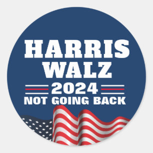 Adesivo Redondo Harris Walz 2024   Vote Democrata