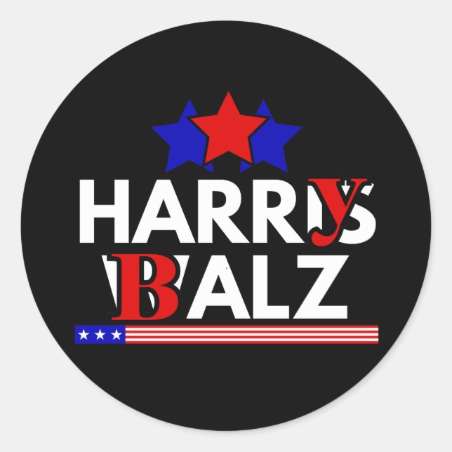 Adesivo Redondo Harris Walz 24 Harry Balz 2024 Meme Democratic (Frente)
