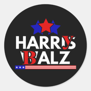 Adesivo Redondo Harris Walz 24 Harry Balz 2024 Meme Democráticos