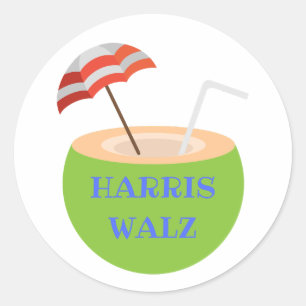 Adesivo Redondo Harris Walz Cocnut Drink Sticker