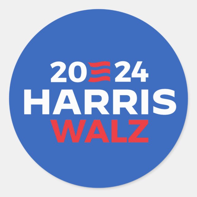 Adesivo Redondo Harris Walz em 2024 (Frente)