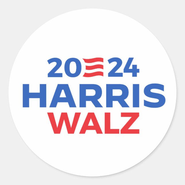 Adesivo Redondo Harris Walz em 2024 (Frente)