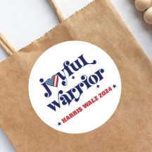 Harris Walz Joyful Warrior White USA Flag Heart