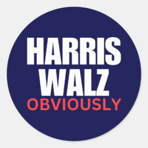 Adesivo Redondo Harris Walz OBVIAMENTE   Harris Walz 2024 Obviamen