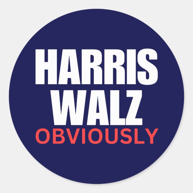 Adesivo Redondo Harris Walz OBVIAMENTE | Harris Walz 2024 Obviamen (Frente)