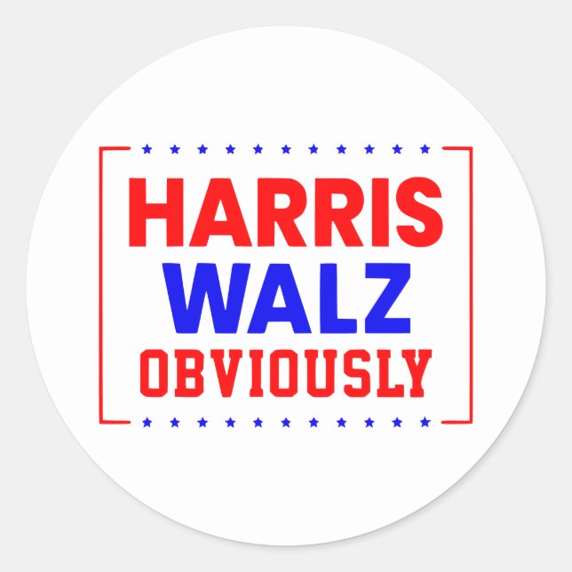Adesivo Redondo Harris Walz Obviamente Kamala Harris para Presiden (Frente)