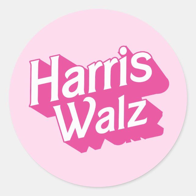 Adesivo Redondo Harris Walz Pink (Frente)