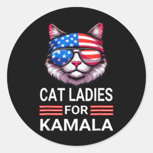 Adesivo Redondo Harris Wheimer 2024 Engraçado Eleição De Gato Kama