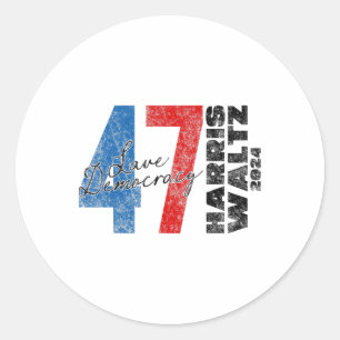Adesivo Redondo Harris Wheimer 2024 Save Democracy 2024 Eleição F