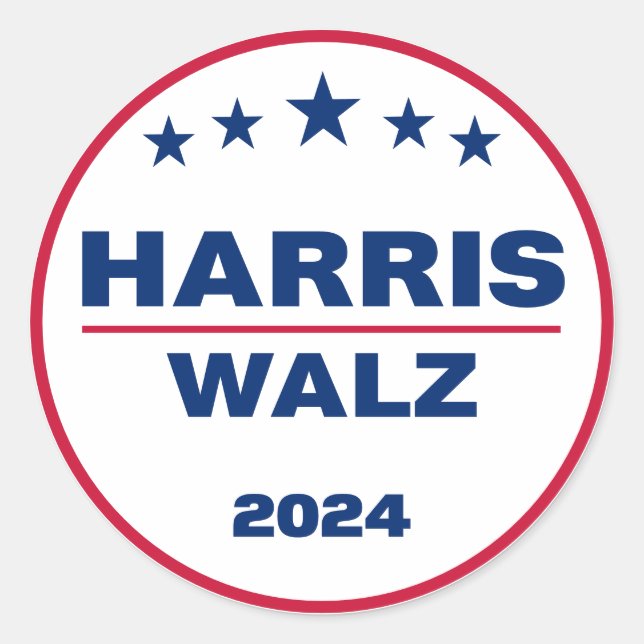 Adesivo Redondo Harris Wlaz 2024 Kamala Harris Tim Walz Eleição (Frente)