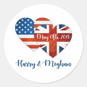 Adesivo Redondo Harry & casamento de Meghan, o 19 de maio de 2018
