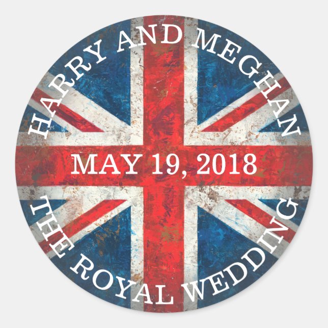Adesivo Redondo Harry e Meghan Royal Wedding (Frente)