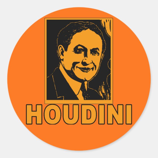 Adesivo Redondo Harry Houdini Poster camisas, Mugs, presentes (Frente)