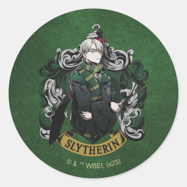 Adesivo Redondo HARRY POTTER™ | Anime Draco Malfoy House Crest (Frente)