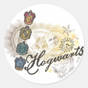 Adesivo Redondo Harry Potter   Casas de Hogwarts - Cor do Cheio