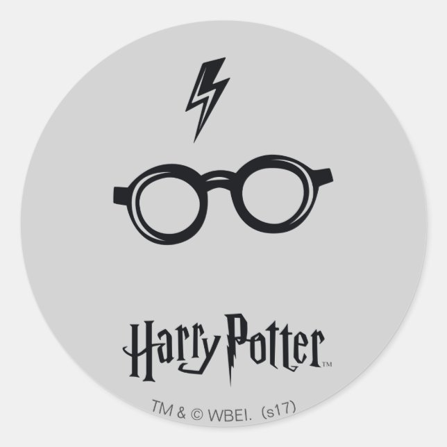 Adesivo Redondo Harry Potter | Cicatriz de Raio e Óculos (Frente)