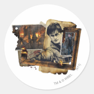 Adesivo Redondo Harry Potter Collage 7