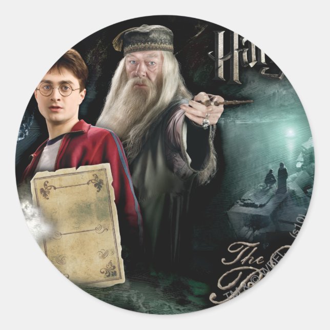 Adesivo Redondo Harry Potter e Dumbledore (Frente)