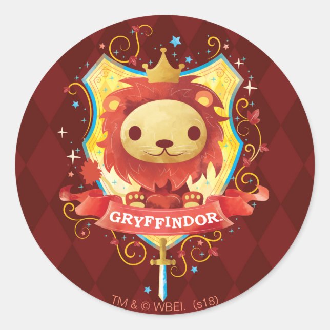 Adesivo Redondo Harry Potter | Encantador Brasão GRYFFINDOR™ (Frente)