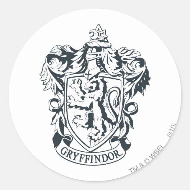 Adesivo Redondo Harry Potter | Esboço Gryffindor Stencil (Frente)