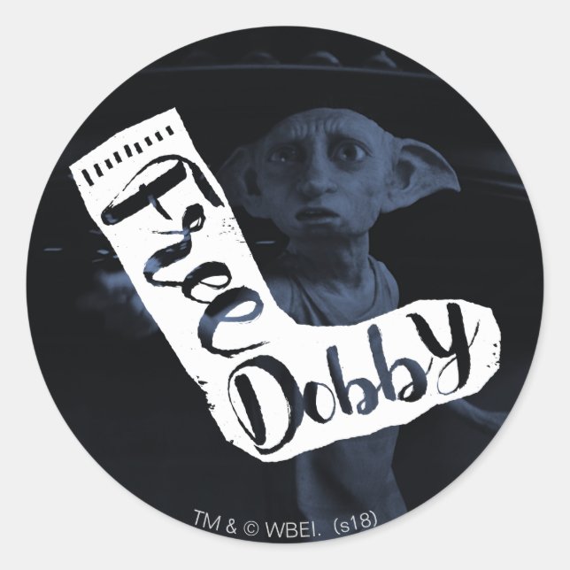 Adesivo Redondo Harry Potter | "Libere Dobby" Sock Tipografia (Frente)