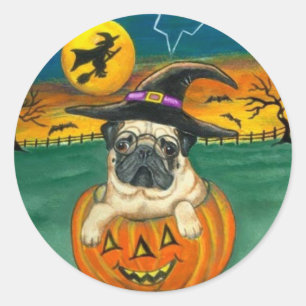Adesivo Redondo Harry Potter Pug Halloween Stickers