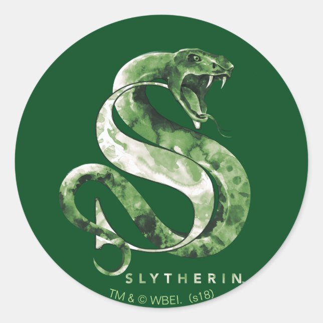 Adesivo Redondo Harry Potter | SLYTHERIN™ Cobra Aquarela (Frente)