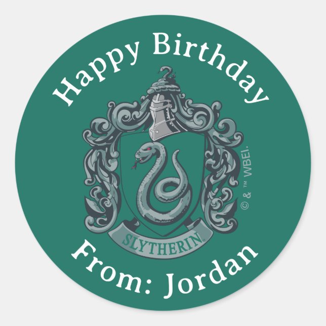 Adesivo Redondo Harry Potter | Slytherin Crest Green (Frente)