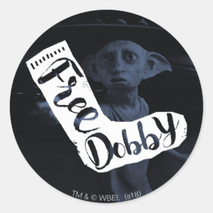 Adesivo Redondo Harry Potter   Tipografia Sock "Free Dobby"