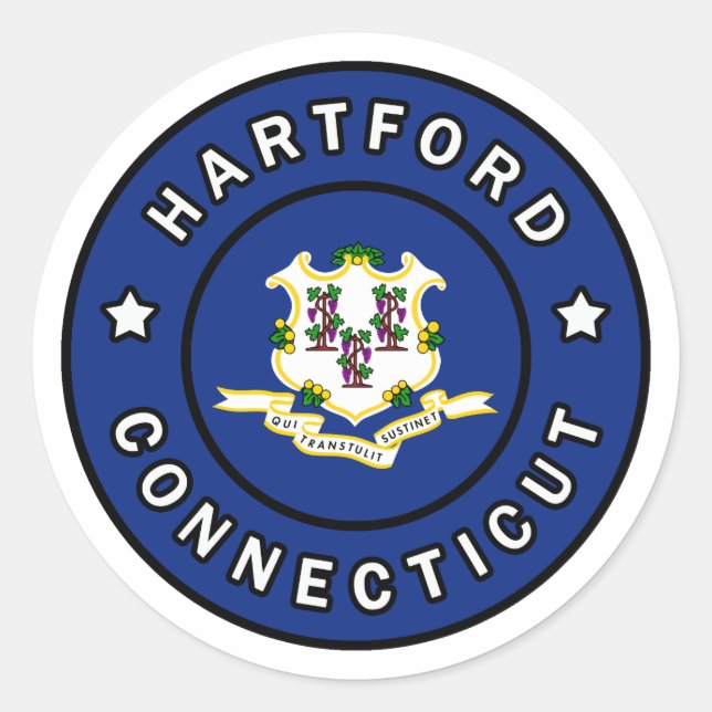 Adesivo Redondo Hartford Connecticut (Frente)