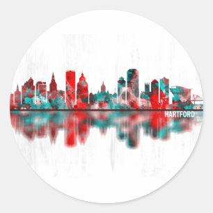 Adesivo Redondo Hartford Connecticut Skyline