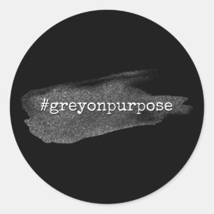 Adesivo Redondo Hashtag Cinzas em Purpose Silver Glitter Brushúlti