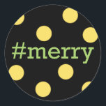Adesivo Redondo Hashtag Holiday, #Merry Christmas Envelope Seal,<br><div class="desc">Perfeito para os envelopes ou presentes de férias. Use o recurso Personalizar Ti para alterar a cor do plano de fundo para corresponder ao seu tema.</div>