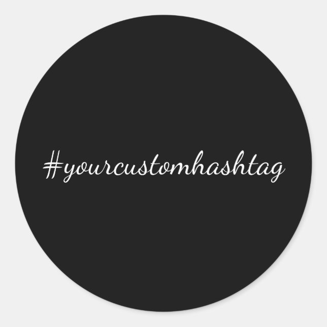 Adesivo Redondo Hashtag Modern Script Trendy Black Design (Frente)