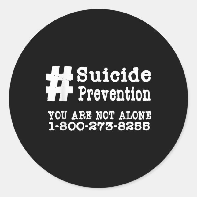 Adesivo Redondo Hashtag Suicida - Saúde Mental (Frente)