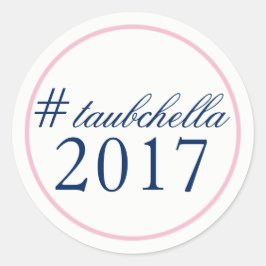 Adesivo Redondo Hashtag Wedor Favor Sticker Rosa/Marinho