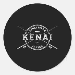 Adesivo Redondo Hastes de Pesca Cruzadas Kenai Ak Vintage
