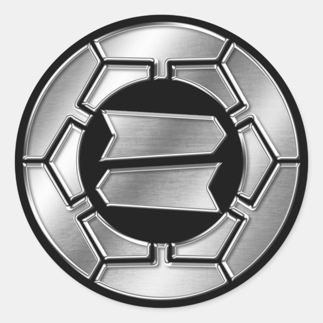 Adesivo Redondo Hattori Clan Kamon Silver Chrome (Frente)