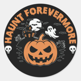 Adesivo Redondo Haunt Forevermore Pumpkin Ghost Sticker