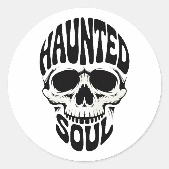 Adesivo Redondo Haunted Soul Skull Typography (Frente)