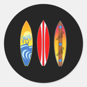 Adesivo Redondo Havaí Tiki Polinésio Surfando Prancha de Surf (2-l