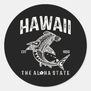 Adesivo Redondo Havaí Tribal Shark Aloha Polinésio Havaiano