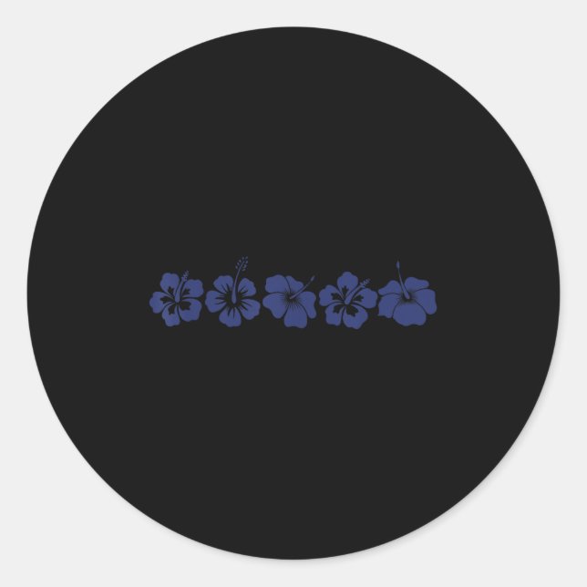 Adesivo Redondo Havaiano Aloha Hibiscus Flower Hawaii Surfer Vinta (Frente)