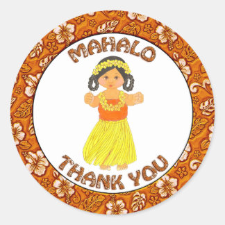 Adesivo Redondo Havaiano Luau ~ Mahalo Obrigado Stickers