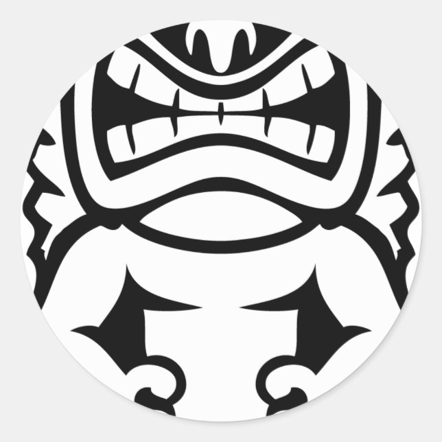 Adesivo Redondo Havaiano Tiki Mask God (Frente)