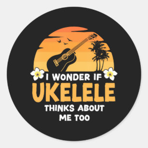 Adesivo Redondo Havaiano Ukulele Uke Eu Me Pergunto Se Ukulele Ach