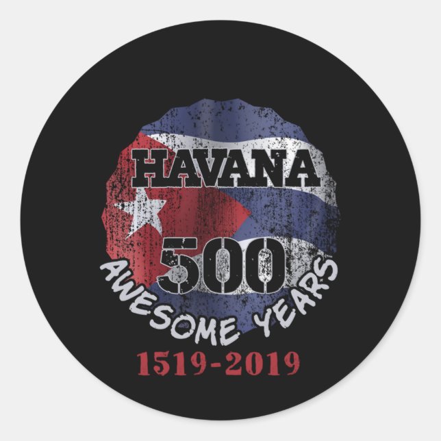 Adesivo Redondo Havana 500 Anos Incríveis - Aniversário de Cuba (Frente)