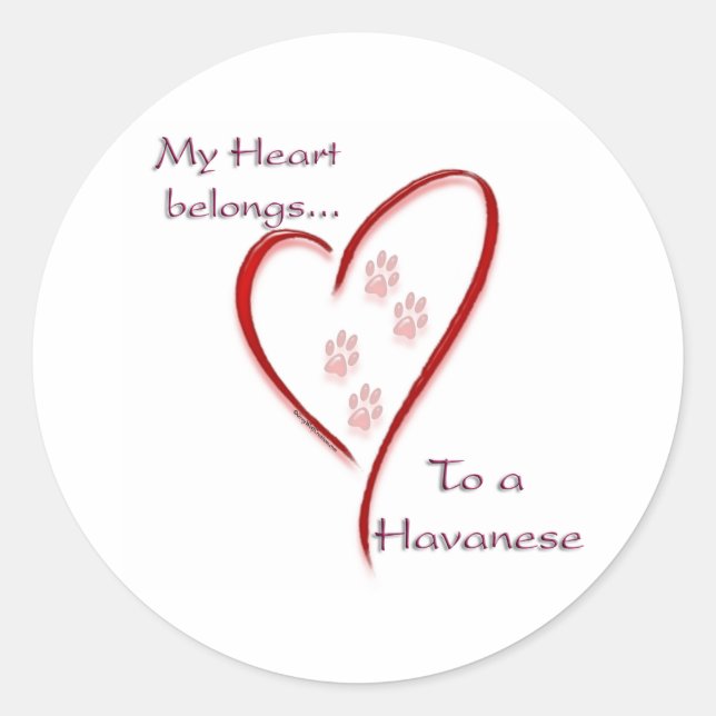Adesivo Redondo Havanese Heart Pertence (Frente)
